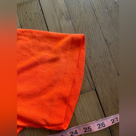 80s Vintage Bright Orange Single Stitch Cotton Poly Blend T Shirt - Sz Large - Picture 7 of 7